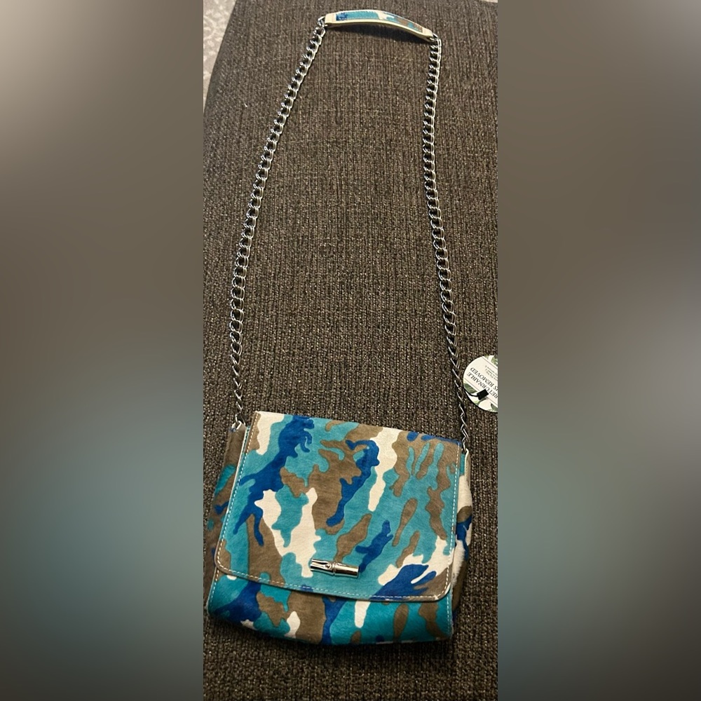 Longchamp Calf Hair Camo Crossbody with Chain strap